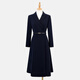 X.C.N 祥春鳥(niǎo)時(shí)尚通勤優(yōu)雅正裝連衣裙女秋冬季高級感修身顯瘦職業(yè)西裝裙 藏藍 配送絲巾和腰帶 2XL