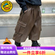 G.duck男童褲子秋冬季2025新款加絨一體絨洋氣兒童加厚皮褲小寶寶保暖褲 咖色 140 （建議身高130cm 10-11歲）cm