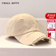 CHALL KITTY棒球帽男女款復古潮流情侶鴨舌帽女士帽子大頭圍高端品牌2026新款 米色-品牌禮盒裝高檔高級感