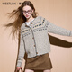 西遇（Westlink）費爾島毛衫女2025年冬季新款圓領(lǐng)印花短款奶油針織開(kāi)衫外套 卡其色 M (160)