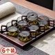 微光里小茶杯6個(gè)品茗杯套裝家用待客小茶杯耐熱玻璃茶具喝茶杯子帶把手 觀(guān)山煙灰木把茶杯【6只】（無(wú)托盤(pán)）
