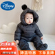 迪士尼（Disney）新生嬰兒羽絨連體衣服冬季0-1男女寶寶秋冬裝外出抱衣服輕薄包腳 黑色 配套手腳套 80 建議75-85cm9-12月cm