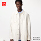 優(yōu)衣庫男裝女裝休閑全棉茄克/外套夾克483819 01 乳白色 S