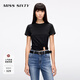 MISS SIXTY2025夏季新款短袖T恤女圓領(lǐng)鉆飾彈力修身顯瘦短款上衣 黑色 S