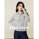 Basic House/百家好半拉鏈翻領(lǐng)毛衣春季綿羊毛刺繡絞花短款上衣女 灰色 M