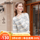 百圖betu女裝秋冬新款毛衣高級感條紋寬松慵懶風(fēng)毛衣女2310D08 藍色 L