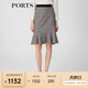 PORTS寶姿春夏新品女裝格子優(yōu)雅包臀裙魚(yú)尾半身裙LM8S005NFF029 黑色格子 XS (2)