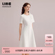 LIME萊茵福萊爾新款小香風(fēng)修身連衣裙夏季新款別致雙色裙 米白 均碼 L