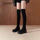 卓詩(shī)尼厚底高筒過(guò)膝長(cháng)靴子女2026新款秋冬長(cháng)筒靴黑色加絨彈力靴女 黑色 【春秋單里、絨面彈力顯瘦】 38