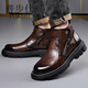 普步仕品牌切爾西靴男2025秋冬季新款真皮加絨保暖鞋時(shí)尚百搭商務(wù)靴子男 淺棕色平跟款單鞋 42 按平時(shí)穿皮鞋碼選購