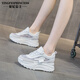 縈妃公主（YINGFEIPRINCESS）品牌夏季老爹鞋女真皮2026薄款輕便厚底網(wǎng)鞋透氣網(wǎng)面內增高運動(dòng)鞋 白色 35
