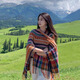 逸兼民族風(fēng)外搭披肩女西藏川西旅游外搭斗篷圍巾流蘇保暖披肩工位毯子 民族風(fēng)斗篷披肩【棕色】