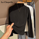 La Chapelle半高領(lǐng)長(cháng)袖打底衫女烈日絨秋冬季套頭內搭保暖上衣 黑色 2XL