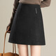 毛呢短裙半身裙女小香風(fēng)亮鉆2025年冬季高腰時(shí)尚百搭顯瘦百褶裙子 黑色 M
