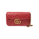 古馳（GUCCI）女包 Marmont馬蒙牛皮鏈條單肩包GG酷奇經(jīng)典斜挎包包女士 mini 紅色 16.5cm 酷奇女包 七夕情人節禮物