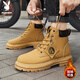 花花公子馬丁靴男靴2025秋冬季靴子男士高幫時(shí)尚厚底英倫工裝靴時(shí)尚卡其42
