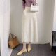 針織半身裙毛線(xiàn)A字裙女2025冬季新款高腰中長(cháng)款時(shí)尚百搭顯瘦裙子 杏色 均碼