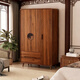 智新木王實(shí)木衣柜家用臥室客廳新中式衣櫥大衣柜多功能收納柜置物柜 胡桃色 長(cháng)120cm三門(mén)雙抽款