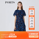 PORTS寶姿春夏新品女裝短袖長(cháng)連衣裙 丈青印花 XS (2)