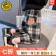 G.duck小黃鴨童裝女童褲子春秋新款兒童休閑褲女寶寶洋氣小熊格子長(cháng)褲潮 黑色春秋 100 建議90-100cm3-4歲