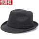 恒源祥帽子男士禮帽春秋羊毛呢保暖爵士帽中老年冬季爸爸老人復古紳士帽 深灰色 L(59-60cm)