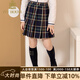 IVY HOUSE常春藤兒童裝女童短裙春夏款  百搭jk裙洋氣格子百褶半身裙英倫風(fēng) 深藍 140cm