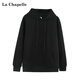 拉夏貝爾重磅連帽衛衣女秋季內搭寬松純棉上衣外套 黑色 S