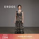 ERDOS 春夏手繪定位印花長(cháng)裙寬松度假風(fēng)前后兩面穿女連衣裙 黑 L 165/88A