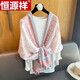 恒源祥圍巾女士秋冬保暖民族風(fēng)棉麻長(cháng)款絲巾2025夏季新款空調房外搭披肩 粉白民族風(fēng)+禮盒