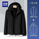 羅蒙（ROMON）戶(hù)外沖鋒衣三合一男女同款可拆卸登山服情侶夾克連帽大碼加絨外套 黑色三合一 內膽和帽可拆卸 3XL 【145-160斤】