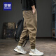 羅蒙（ROMON）秋冬季新款2025運動(dòng)休閑褲男褲子大碼加絨哈倫褲男士微錐束腳衛褲 卡其色 3XL /推薦體重180-200斤