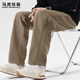 馬克華菲雪尼爾彎刀褲男士2026新款抗皺長(cháng)褲寬松燈芯絨休閑褲子 卡其 L