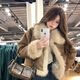 JRET加絨外套女2025新款法式復古棕色短韓版顯瘦小香毛毛外套秋冬女 咖色  【優(yōu)質(zhì)款】 S 80-95斤