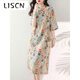 LISCN民族風(fēng)碎花改良旗袍連衣裙棉質(zhì)寬松中式棉麻長(cháng)裙夏季2025新款國風(fēng) 圖片色 M