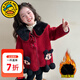 G.duck小黃鴨童裝女童外套秋冬季2025新款兒童衣服冬裝加絨保暖寶寶上衣 紅色大衣 90 尺碼1~2歲【 80-90cm】