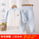 安貝九彩鳥(niǎo)新生兒嬰兒分體套裝秋冬保暖純棉三層夾棉男女寶寶衣服外套家居服 藍凈面【保暖兩件套】-高腰 90 cm 14-18個(gè)月【偏大】25-30斤