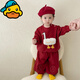 G.duck嬰幼兒秋季套裝滿(mǎn)月周歲寶寶衣服春秋款超萌可愛(ài)兒童分體童裝秋裝 紅色 80 cm