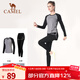 駱駝（CAMEL） 駱駝瑜伽服女套裝秋冬新款長(cháng)袖健身服假兩件長(cháng)褲子跑步運動(dòng)服t恤 YK22265494，灰色 M