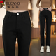 啄木鳥(niǎo)（TUCANO）直筒煙管褲女夏季薄款2025新款高腰顯瘦時(shí)尚小個(gè)子純棉牛仔褲女 黑色 均碼 2XL/30125-134斤
