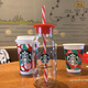 星巴克（Starbucks）圣誕限定玻璃杯小熊可愛(ài)女生日禮物玻璃杯吸管杯高顏值水杯耐熱杯 500ml圣誕限定吸管玻璃杯 【耐熱】