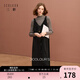 三彩2025冬季新款V領(lǐng)針織連衣裙無(wú)袖A字裙氣質(zhì)長(cháng)裙疊穿S 經(jīng)典黑 L 165/88A