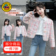 G.duck童裝女童外套春秋季新款兒童衣服小香風(fēng)中大童秋裝套裝三件套 外套 120 尺碼5~6歲【110-120cm】