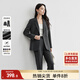 尚都比拉職業(yè)通勤西裝套裝女春秋正裝西服外套褲子面試兩件套 深灰色 M