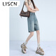 LISCN高腰牛仔五分褲女2025新款夏季寬松小個(gè)子外穿設計感小眾短褲中褲 懷舊藍 S