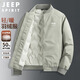 JEEP SPIRIT吉普輕薄羽絨服秋冬季加厚棒球服保暖飛行夾克外套男 淺灰綠 XL