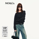 MO&Co.毛衣織針衫2025秋新品假兩件含綿羊毛燙鉆短款寬松MBE3SWTT14 深花灰色 M /165