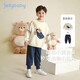 JELLYBABY【學(xué)院風(fēng)小熊繡花】秋季嬰幼套裝男童衛衣+褲子兩件套