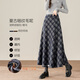 韓都衣舍【復古格紋毛呢】高腰顯瘦傘裙2025秋冬時(shí)尚簡(jiǎn)約休閑百搭半身裙