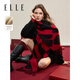 ELLE【禮盒裝】100%純羊毛圍巾女士秋冬季保暖禮物紅圍巾新年