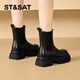 星期六短靴女2025新款爆款冬季粗跟厚底馬丁靴子時(shí)尚百搭英倫風(fēng)切爾西靴